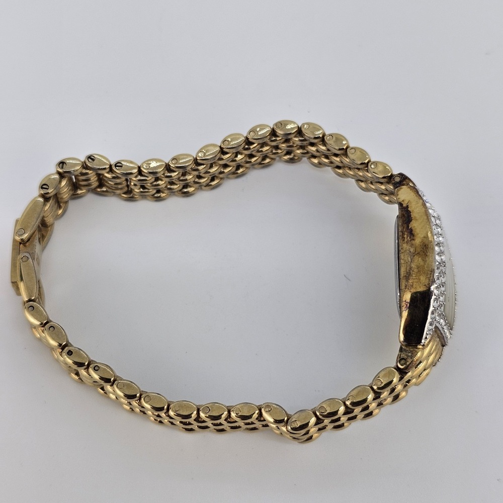 Armitron Women's Watch 19MM MOP Dial Crystal Bezel Gold Bracelet 6" New Battery - Picture 11 of 12